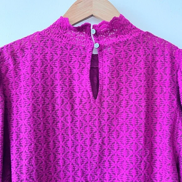 LOFT Purple Lace High Neck Feminine Modest Blouse Size XL - Picture 5 of 7